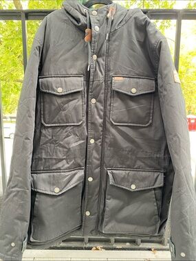 Element Black Hooded Field Winter Jacket with Green Lining